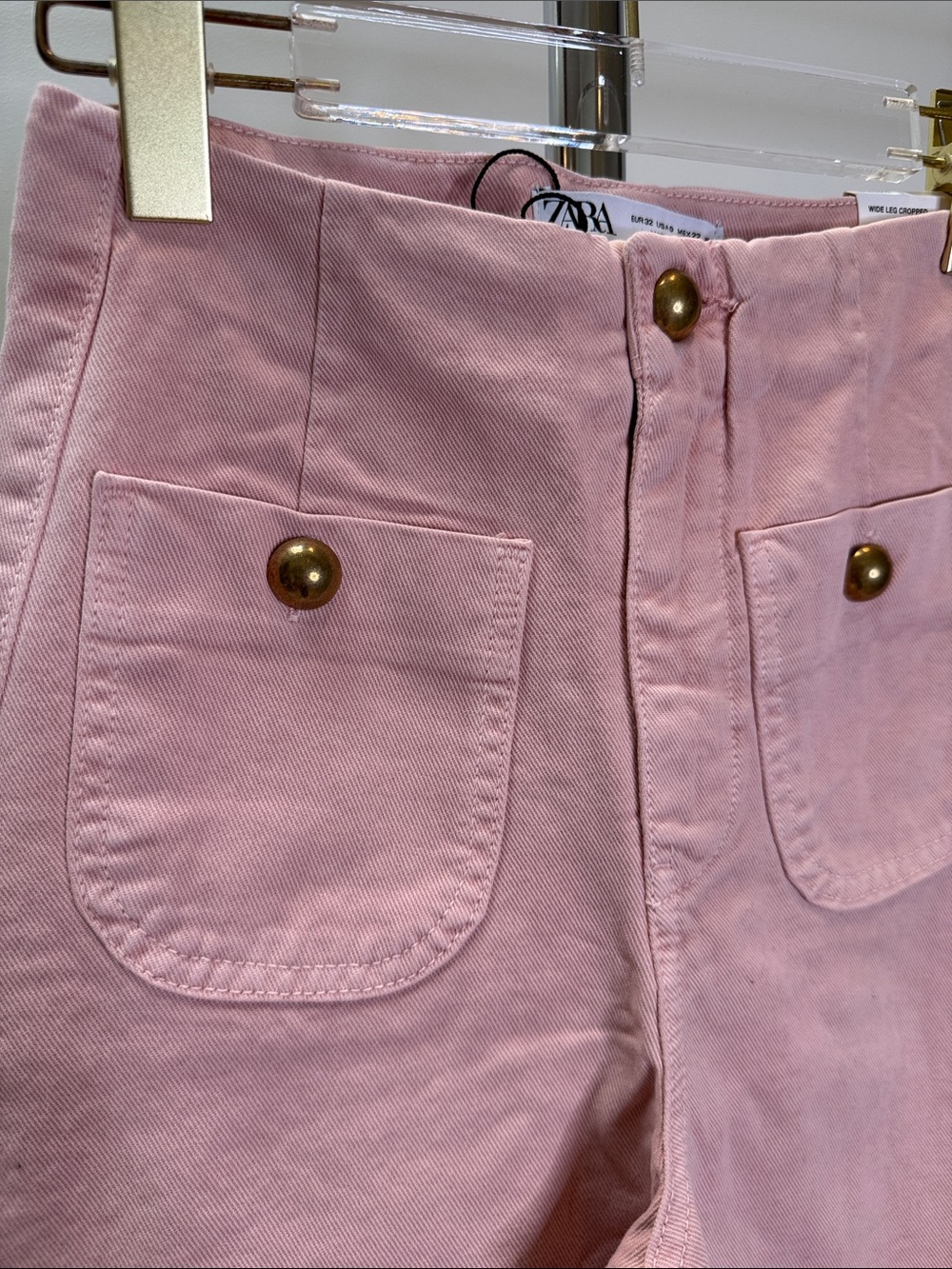 Zara Pink High Waist Wide Leg Pants Size 0 NWT - Picture 3 of 4